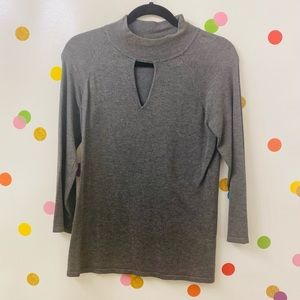 INC Gray Sweater Key Hole Front M